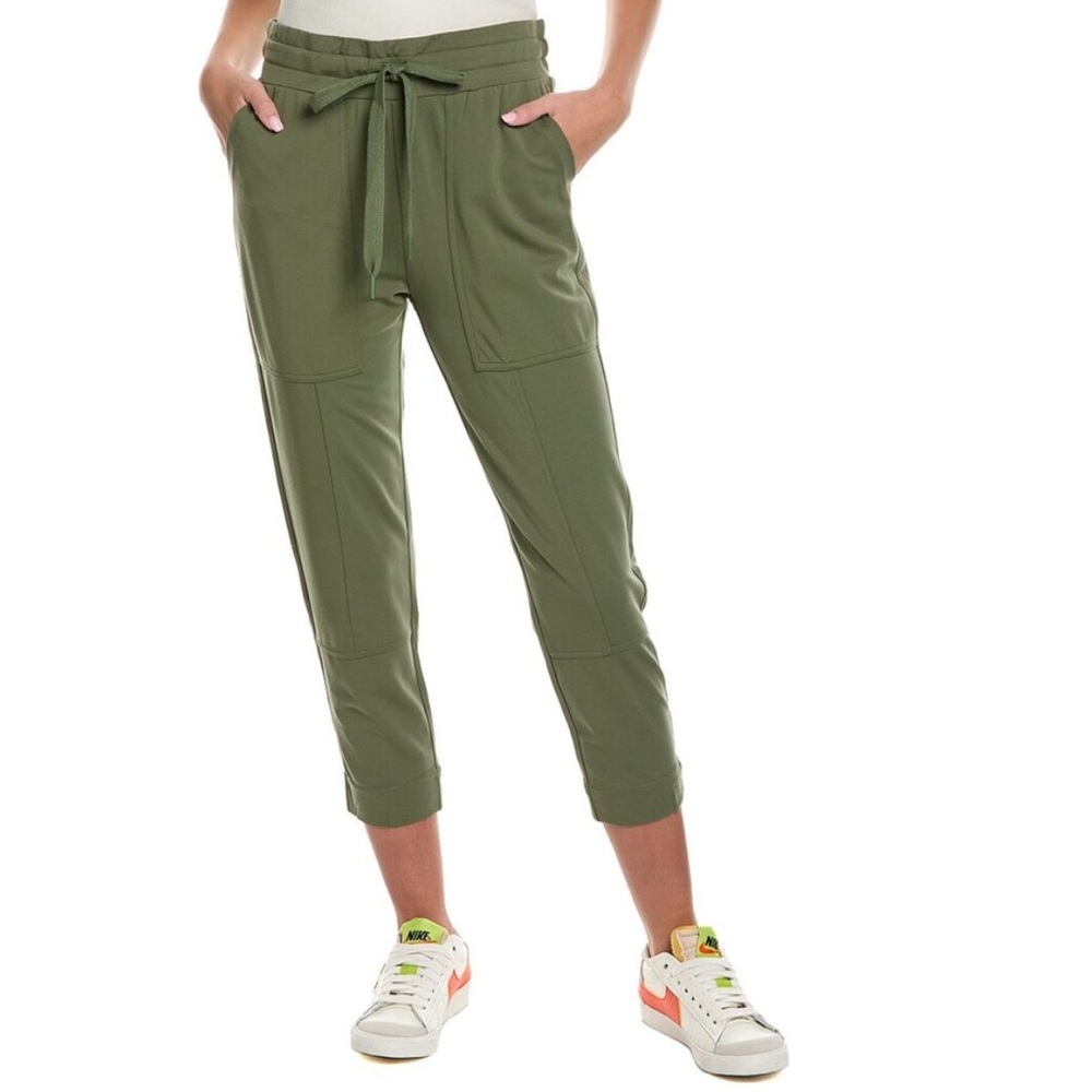 CABI Everyday Lounger Jogger Pants size Large olive green rayon nylon blend EUC